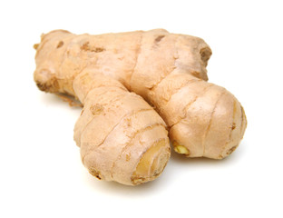 Fresh ginger root or rhizome isolated on white background cutout