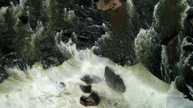 4k Aerial view shot : sae Pra Lai waterfall at Ban Nonghin, Attapeu Province, Bolaven Plateau,Laos