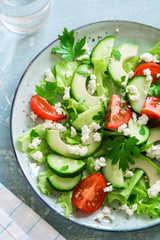 Green salad with avocado and feta
