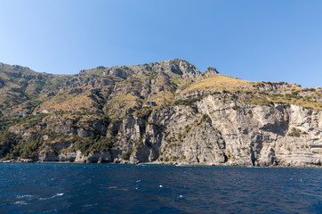 A view of the Amalfi Coast between Sorrento and Positano. Campania. Italy
