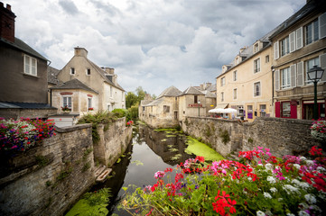 Fototapeta na wymiar Bayeux, France - Scene of Bayeux with a waterway named the Aure.