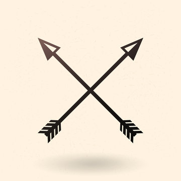 Vector Black Medieval Icon of Crossed Arrows