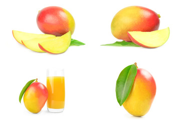 Set of red mango over a white background