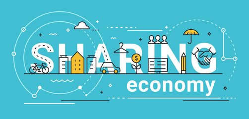 Sharing Economy Line Vector Concept Illustration - 186449625