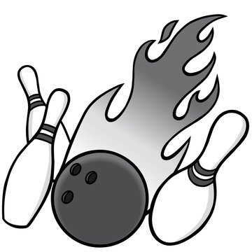Bowling Illustration - A vector illustration of a bowling ball and pins.