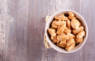 Turkey fillet bits cooked