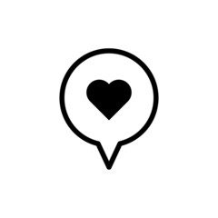 Heart icon in chat bubble, love symbol, social media like