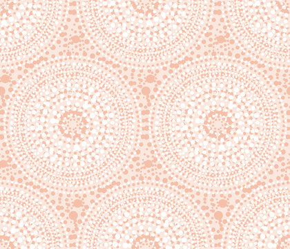 Tribal Indian style abstract circle geometry seamless pattern.  Elegant pale rose concept flower of sun vector illustration for surface design, fabric, wrapping paper.