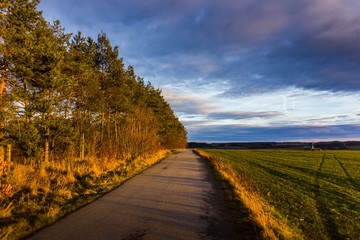 Evening in Czech countryside. 31 december.