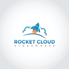 Fototapeta premium Rocket Cloud Logo Design. Vector Illustrator Eps. 10