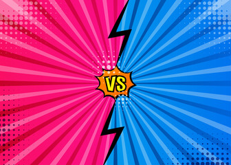 Versus VS letters fight backgrounds in flat comics style desig