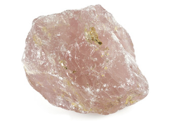 Brazilian rose quartz isolated on white background