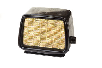 Old retro radio from the fifties on the white background