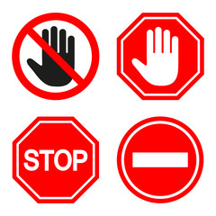 set of prohibiting sign. signs of stop on white background