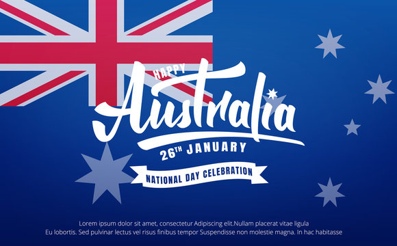 Australia Day. Banner for Australia National Day with Australia National Flag and lettering