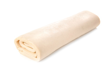 Fresh raw puff dough, isolated on white