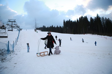 Fototapeta Snow sledding obraz