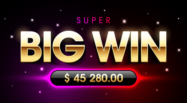 Super Big Win banner for lottery or casino games such as poker, roulette, slot machines, card games etc.