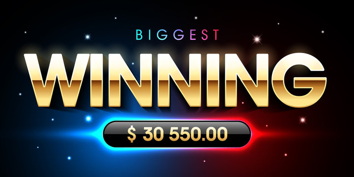 The Biggest Winning banner for lottery or casino games such as poker, roulette, slot machines, card games etc.