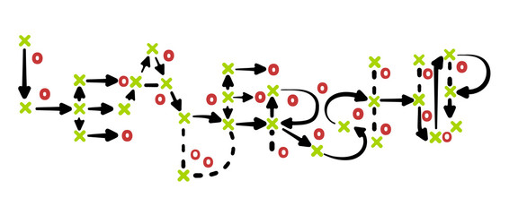 Leadership strategy concept vector with green and red marks on white tactic board