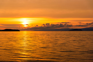 Sunrise on Maloe More. Lake Baikal. Russia