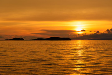 Sunrise on Maloe More. Lake Baikal. Russia