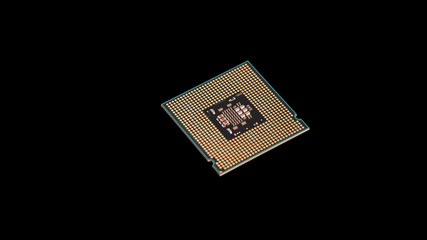 CPU, Processor. Computer central processor unit on black background