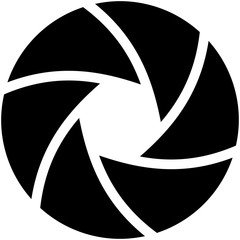 Vector graphic illustration of a camera aperture with 6 blades