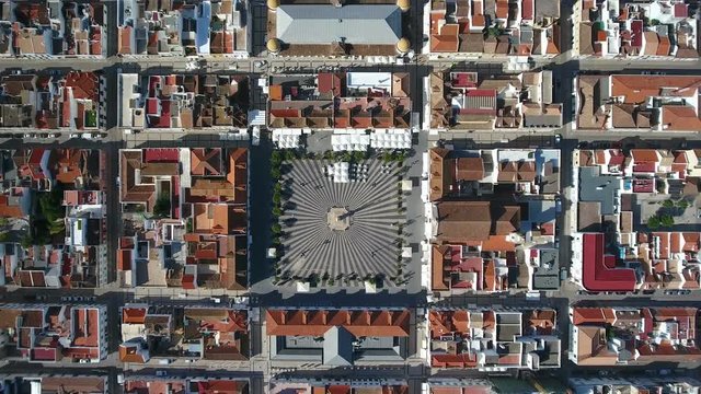 Video from the sky Marques Pombal Square in Vila Real Santo Antonio.