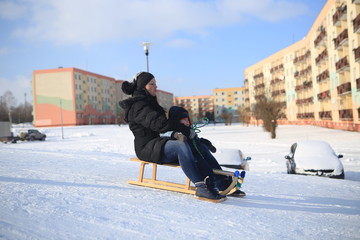 Fototapeta Snow sledding obraz