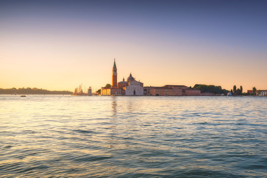 Fototapeta Venice lagoon, San Giorgio church at sunrise. Italy