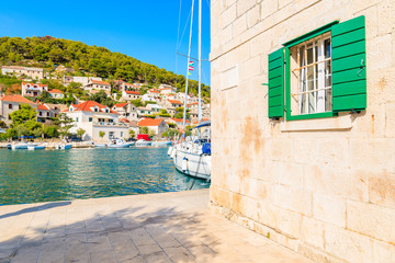 View of picturesque Pucisca port with beautiful architecture, Brac island, Croatia