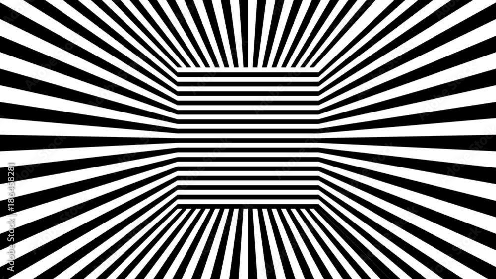 Poster abstract background with black and white stripes. seamless loop