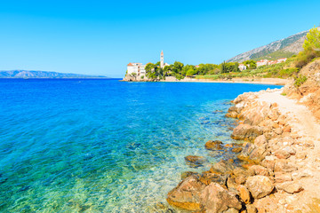 Beautiful path along coast of Brac island near Bol town, Croatia