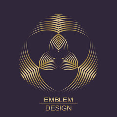 Abstract business logo. Creative gold geometric symbol. Vector modern design emblem template.