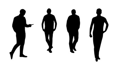 Walking male silhouettes, one with marker