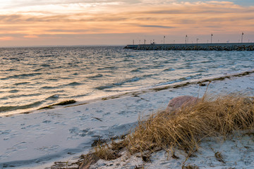 Sandy beach and Baltic Sea. Hel Peninsula, Poland.