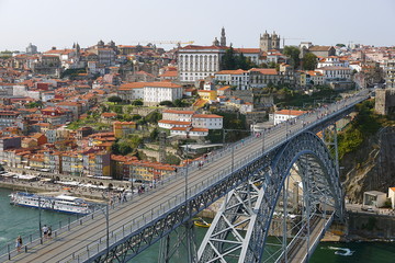 View of the bridge Luis I and the Duero river in Porto