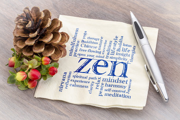 zen word cloud on napkin