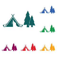 Stylized icon of tourist tent