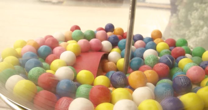 Bubble gum balls - close up in machine