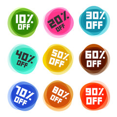 Business Off Labels Set. Vector Discount Icons.
