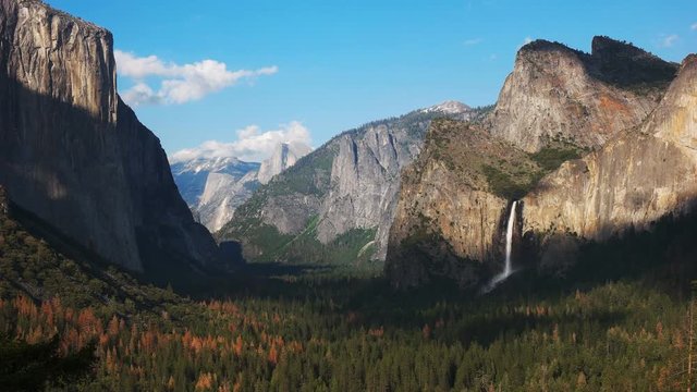 the iconic view of half dome and bridalveil falls in yosemite national park from tunnel view
