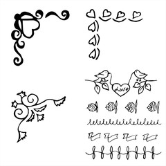 Hand Drawn Doodle Borders set, decorative elements and frames.