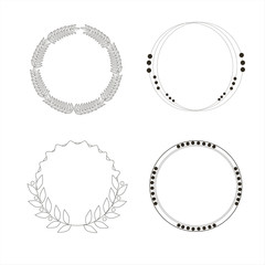 Set of vector circle frames. Wreaths for logo, template and design.