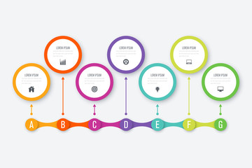 Business infographic template with 7 steps