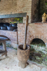 Pestle and mortar used for crushing the coffee beans in Sierra Maestra mountain range, Cuba