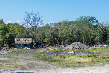 Charcoal burning area near Playa Giron village, Cuba.