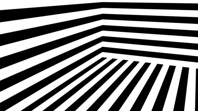Abstract background with black and white stripes. Seamless loop