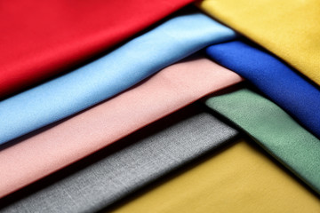 Colorful fabric samples, closeup